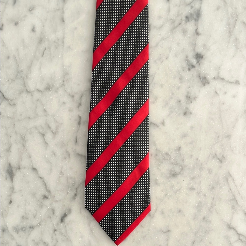 Versace Vintage Red and Black Silk Striped Tie